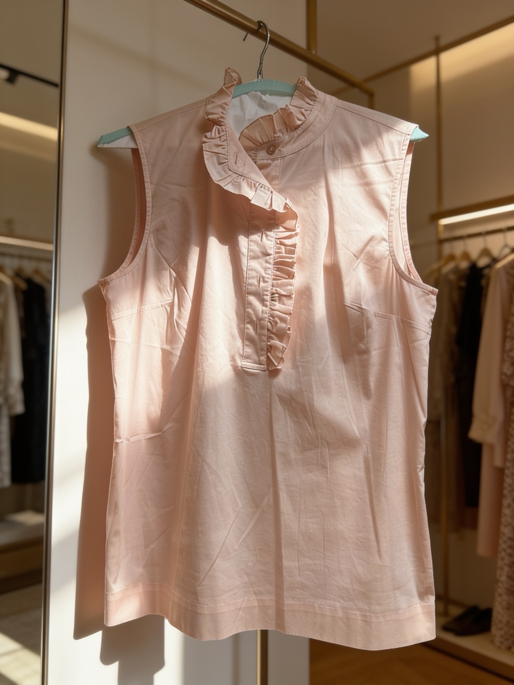 Tory Burch Sleeveless Ruffle-Placket Camisole - Blush